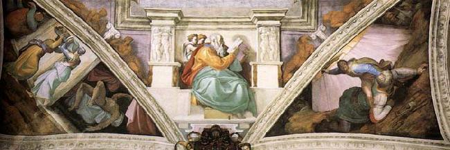 Michelangelo Buonarroti Frescoes above the entrance wall china oil painting image